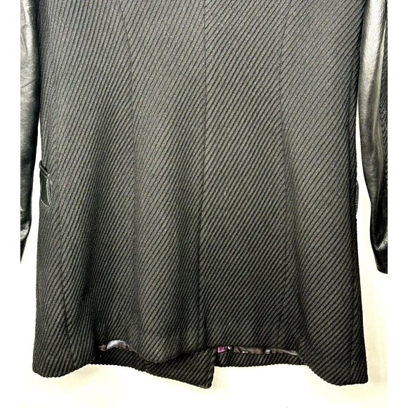 Danier Womens Wool Italian Leather Coat Ribbed Asymmetrical Button Up Lined S - Picture 6 of 16